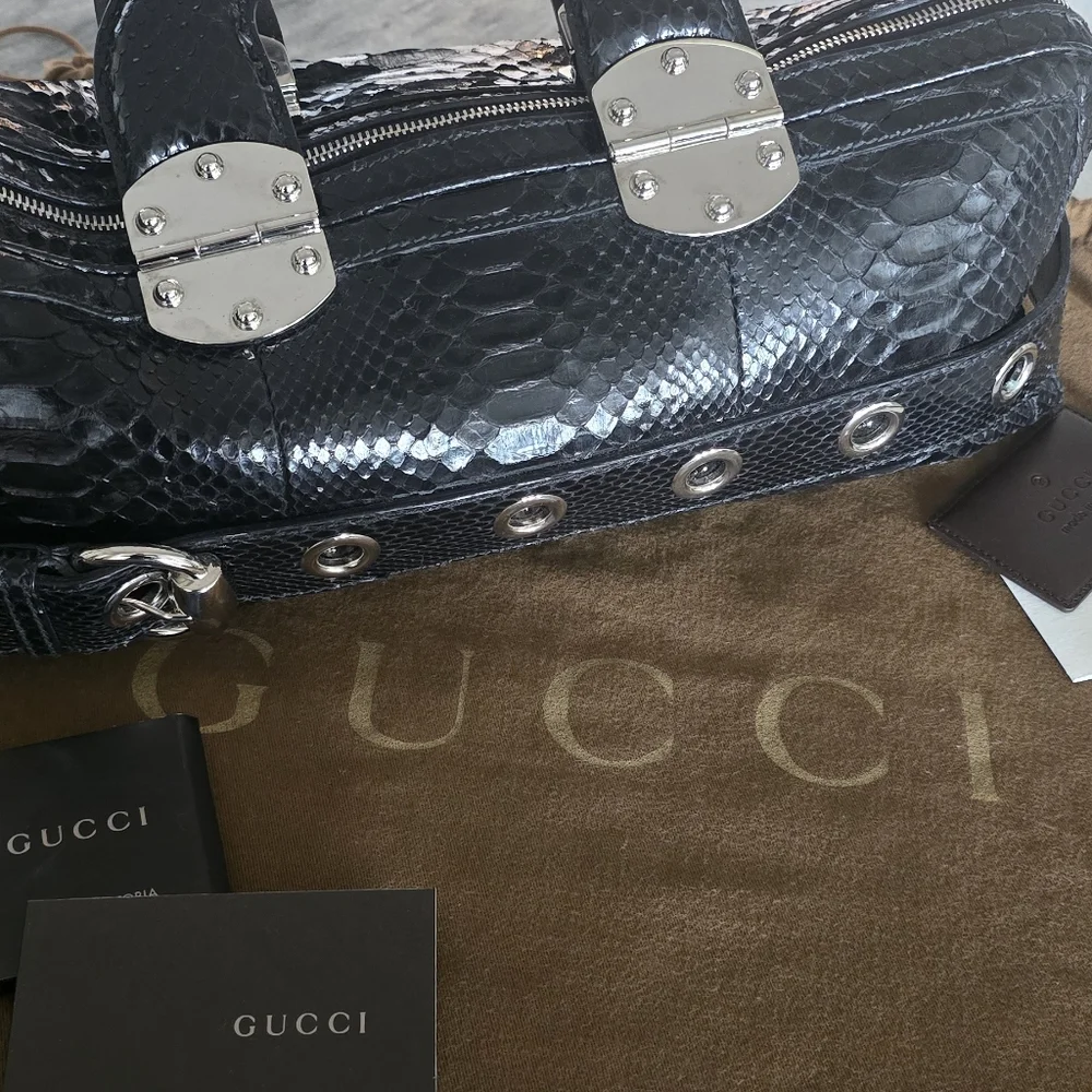 *AUTHENTIC* Gorgeous GUCCI Romy Boston Satchel - Python - Picture 4 of 15